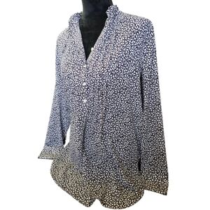 LOFT Botanical Button Down Tunic Blouse Sz S